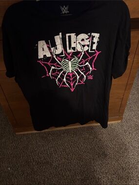 WWE AJ Lee Black T-Shirt with Pink and White Graphic